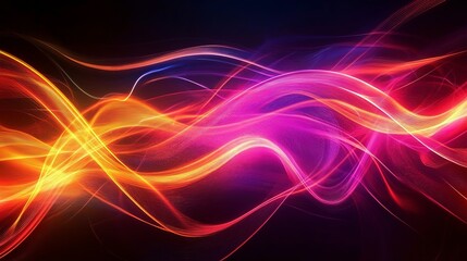 Fototapeta premium Colorful light waves creating dynamic patterns in a dark background