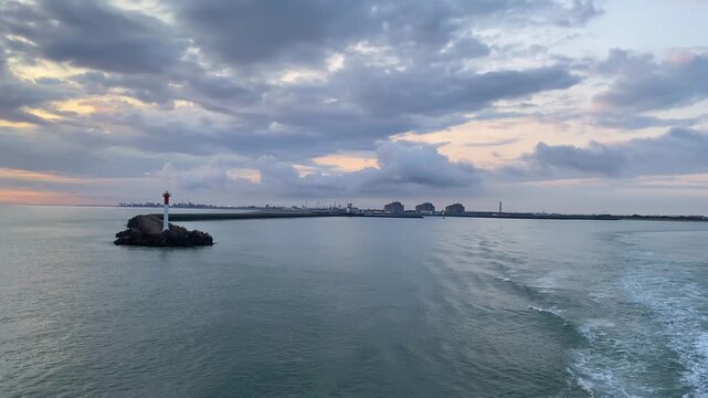 Dawn on the ferry from Calais to Dover, France