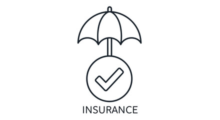 An umbrella over a checkmark symbol with the word insurance below it
