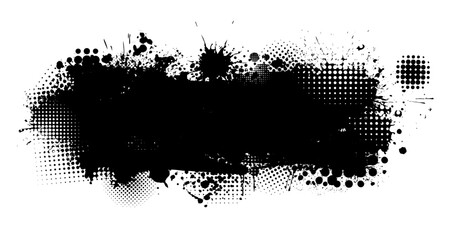 Black blot isolated on white background. Hand drawn. Not AI, vector illustration.