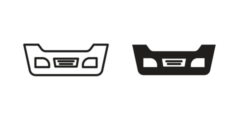 Car bumper icons in simple black style symbol sign for apps and website