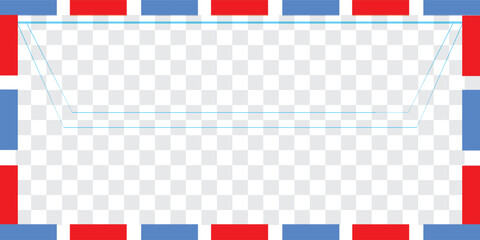 Blank postcard template with white, red, and blue stamp holders. Paper texture. modern eps 10.