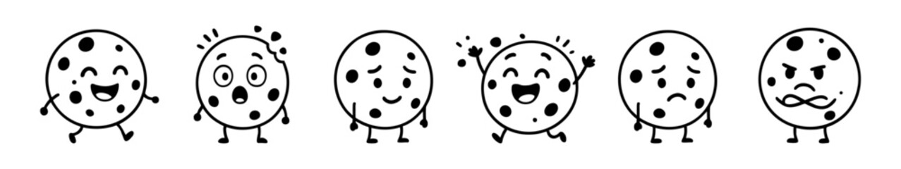 Animated Cookie Character Lineup Displaying Various Facial Expressions and Actions