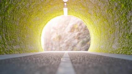 Tunnel Vision: A pathway to discovery, illuminated at the end with a soft, inviting light. A seamless journey through a textured tunnel, inspiring the feeling of new beginnings and exploration.