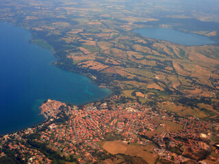 Veduta Aerea del Borgo di Anguillara Sabazia sul Lago di Bracciano e del Lago di Martignano 1652