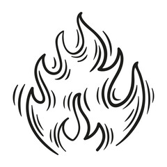 Dynamic sketch-style flames in bold, with fluid lines and sharp flame cones minimalist vector art for a vivid, energetic accent.