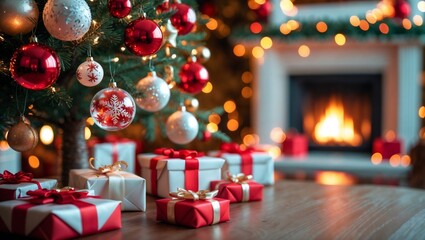 Cozy christmas interior scene