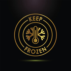 Golden keep frozen food preservation symbol with snowflake