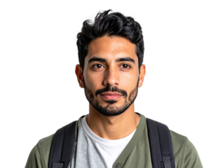 Photo of a thoughtful man with a soft smile on transparent background