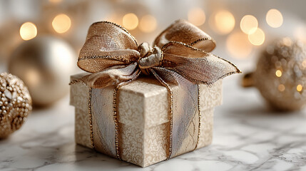 Elegant gift box with a gold bow