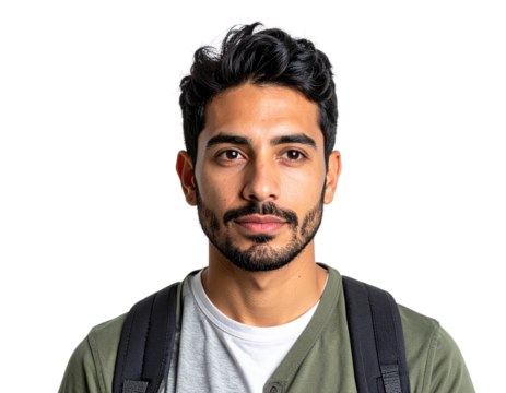 Photo of a thoughtful man with a soft smile on transparent background