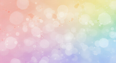 Dreamy pastel rainbow gradient background with soft bokeh lights and subtle texture, creating a magical and ethereal atmosphere for celebrations or artistic designs