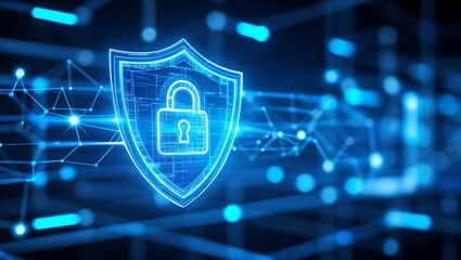 Cyber Security Shield Lock Digital Protection Safety Data Privacy Concept