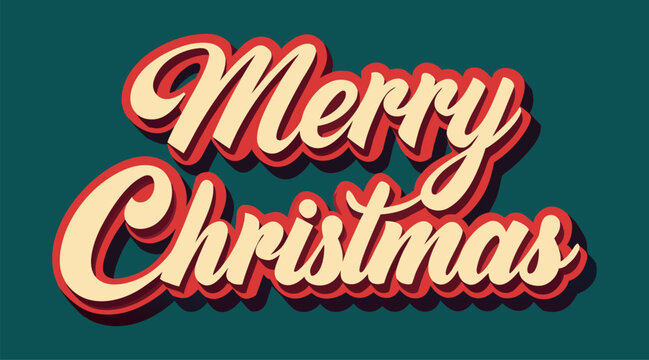 Bold Merry Christmas typography with 3D effect and vintage color scheme for a joyful festive holiday message
