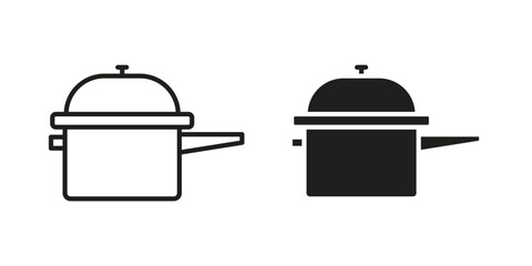 pressure cooker icons in simple black style symbol sign for apps and website