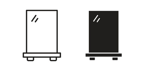 Roll up banners icons in simple black style symbol sign for apps and website