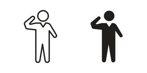 Salute icons in simple black style symbol sign for apps and website