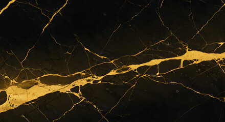 Luxurious black marble texture with striking golden veins, creating an elegant and opulent abstract background for highend design and decorative projects