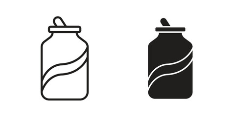 Soda can icons in simple black style symbol sign for apps and website