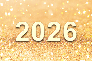 Golden 2026 Celebration With Sparkling Glitter Background and Bright Numerals Denoting a New Year