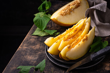 Fresh sweet ripe juicy sliced melon