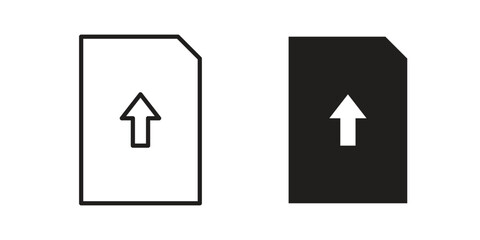 Upload file icons in simple black style symbol sign for apps and website