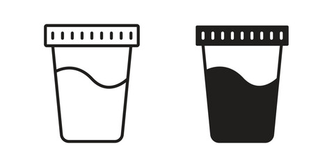 Urine test icons in simple black style symbol sign for apps and website