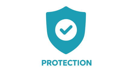 A teal shield icon with a white checkmark inside representing safety and security