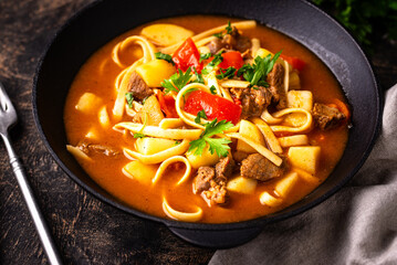Lagman with beef and vegetables