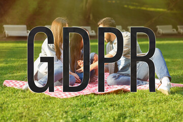 GDPR - General Data Protection Regulation. Family spending time together outdoors. Privacy security