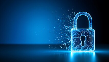 Abstract glowing padlock symbolizing cybersecurity data encryption and secure online transactions