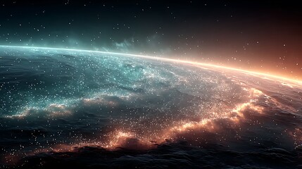 Futuristic abstract flow design with golden sparkles high resolution picture