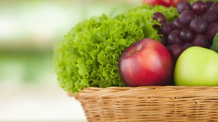 Fresh Produce Basket Filled With Fruits and Vegetables for Healthy Eating and Nutrition Support