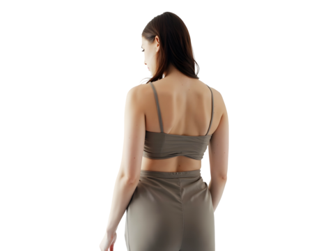 Fashion woman back shot isolated