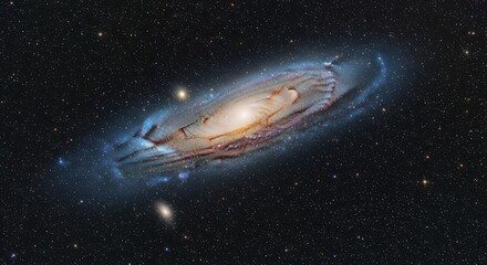 Stunning andromeda galaxy in deep space with vivid detail and starry background