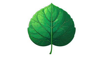 Obraz premium Digitally created illustration of a single, vibrant green leaf with intricate vein details, set against a stark, black background