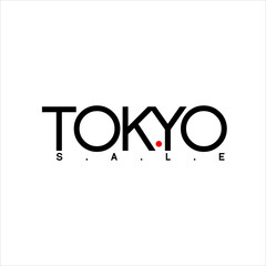 Design a text logo "Tokyo Sale" with a label symbol in the negative space.