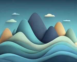 Dreamlike image of soft blue hills agains-1 - quiet fantasy undulating ethereal