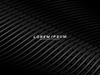Abstract futuristic dark black background with wave design. Realistic 3d wallpaper with luxurious flowing lines. Perfect background for posters, websites, brochures, banners, applications, etc.	