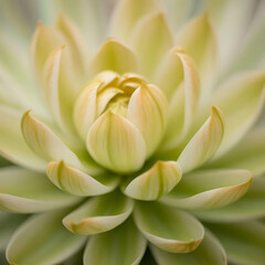 Soft focus pale green succulent plant petals abstract image