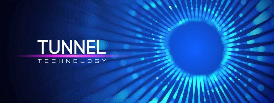 Background tunnel abstract with portal AI and wormhole dot for tech space or cyber technology illustration. Code vector line and matrix pattern with graphic hole and science binary design.