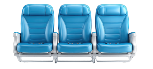 Three light-blue airplane seats
