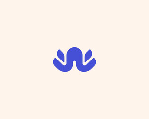 Octopus minimalistic logo design. Underwater animal seafood restaurant vector logotype.
