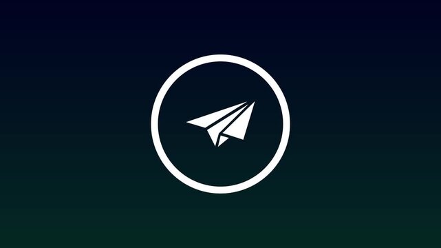 Paper plane icon isolated on blue background. Paper airplane icon. Aircraft sign. 4K Video motion graphic animation