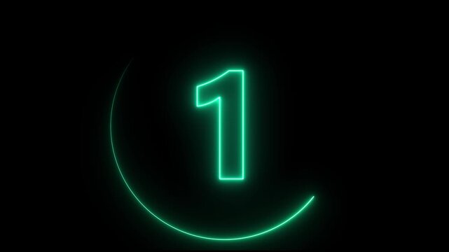 5 second countdown timer animation with neon number text glowing from 5 to 0 with interesting circle animation. Circle countdown timer 5 sec animation Graphics Transparent Background Electric Saber