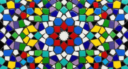 Colorful geometric mosaic pattern with symmetrical design