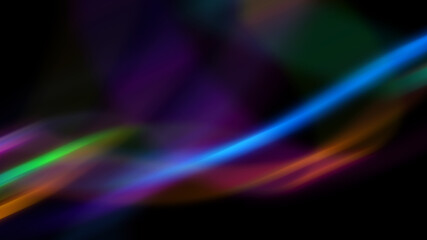 A smooth and elegant abstract background with soft waves of multicolored light on a dark background. A beautiful and modern rainbow light streak effect.