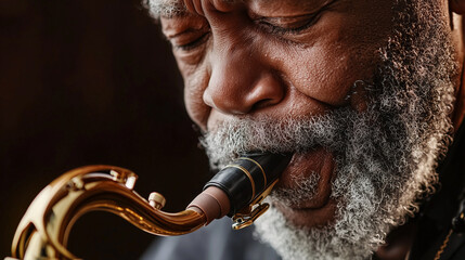 Saxophone player. Saxophonist playing jazz music instrument.