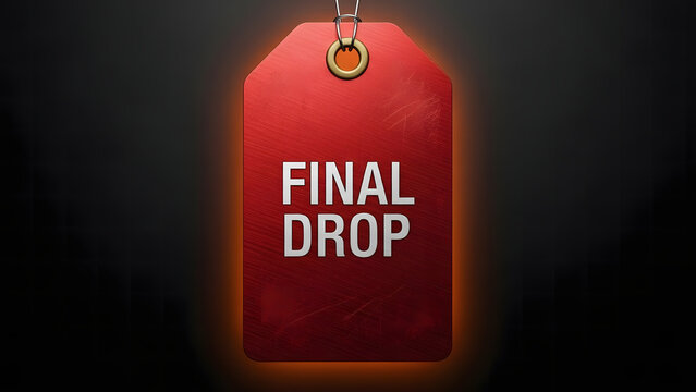 Last Chance Sale: A striking red tag against a dim background proclaims FINAL DROP, inviting customers to seize their last opportunity to buy before it's gone.