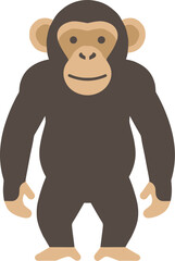 Naklejka premium Simple flat design vector illustration of a chimpanzee.